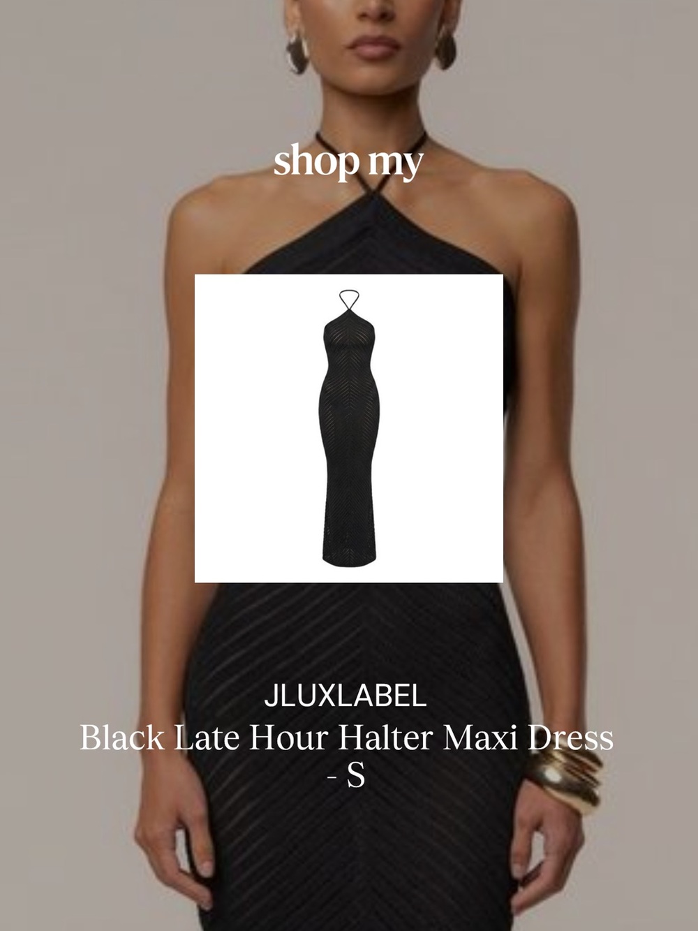 JLUXLABEL Black Halter Neck Maxi Dress